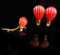 Hot Air Balloon Cufflinks - Vintage Steampunk tie tack - hippie jewelry -enamel  - £116.26 GBP