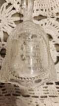 Vintage Emson Etched Lead Crystal Glass Bell Praying Hands The Lord Is My Sheph. - $14.75