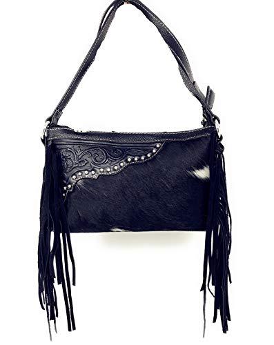 Handcrafted Genuine Leather Western Cowhide Womens Fringe Clutch Crossbo... - $46.99