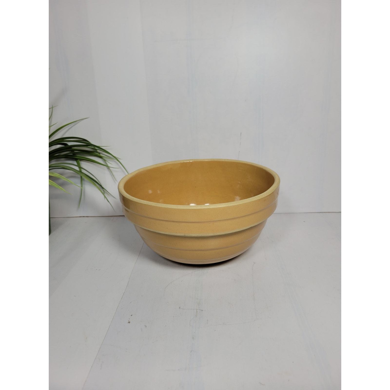 Vintage Tan Beehive Crock Bowl, 8&quot; Hairlines - $16.00