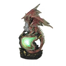 Glittery Red and Silver Wicked Dragon Color Changing LED Geode Statue - £27.68 GBP