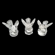 Vintage Glass Birds Candle Holders Set Clear Glass Holds Mini Pillar Candles - £10.78 GBP