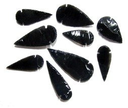 12 pieces BLACK OBSIDIAN STONE LARGE 2 TO 3 INCH ARROWHEADS wholesale bu... - £8.68 GBP