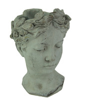 Turning Face Cement Greek Lady Head Planter - $59.39