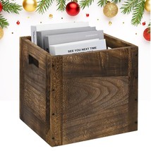 Wood Decorative Storage Cube Boxes With Handles, Rustic Brown Large Stor... - £39.53 GBP