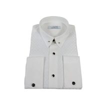 Men CEREMONIA Formal Tux Cotton Shirt Slim Fit Turkey #JD 13 White Collar Bar image 2