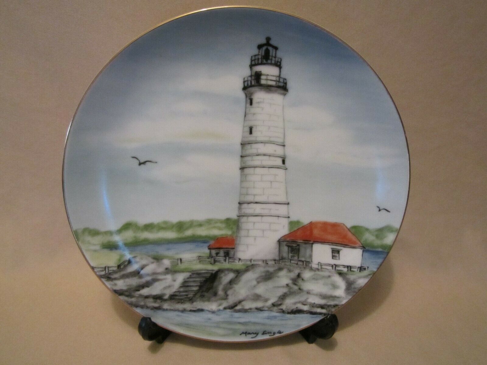 BOSTON HARBOR LIGHTHOUSE collector plate LEFTON HISTORIC AMERICAN LIGHTHOUSE - $24.99