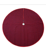Oversized Tree Skirt 72&quot; Red &amp; Black Plaid Check Christmas Farmhouse Tra... - £48.33 GBP
