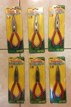 Lot of 6, Long Nose Pliers, 6 Inch Long, Rubber Handle - £22.58 GBP
