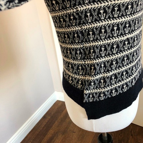 EUC A.L.C. Wool Jacquard Anchor Pattern Navy & White Long Sleeve Sweater SZ S/P Item image 5