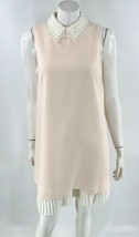 Nanette Lepore Ballet Slipper Shift Dress 8 Pink Cream Lace Collar Pleated Hem - £58.14 GBP