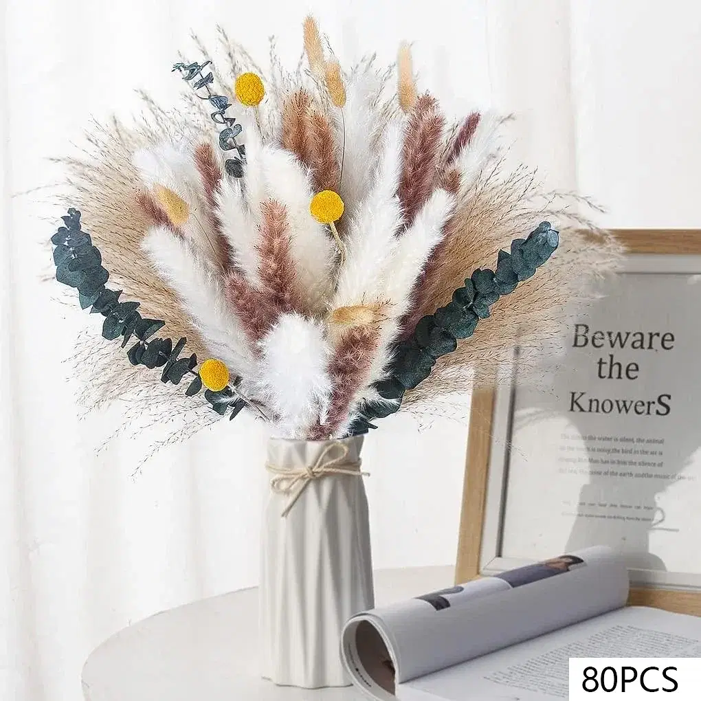 Color: Blue - 105pcs Natural Dried Flowers Pampas Floral Bouquet Boho Co... - $49.70