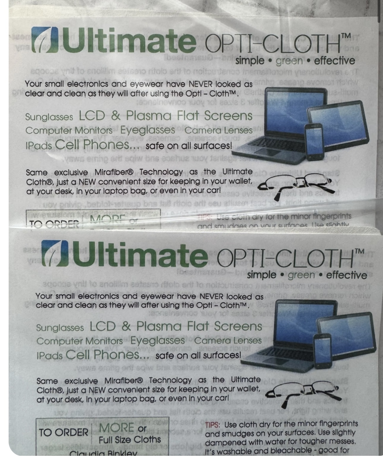 ULTIMATE CLOTH  MINI Opti-Cloth 2 Packs- 6 Total - $15.00