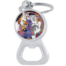 Gustav Klimt Painting Bottle Opener Keychain - Metal Beer Bar Tool Key Ring - £8.42 GBP