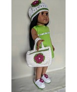 Glitzy Flower Hat, Tote Bag, and Shoes for 18 inch Doll - $20.69 CAD