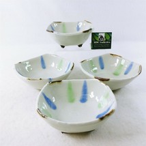 Footed Bowls Gold Corner Accents Ceramic Set of 4 - £31.76 GBP