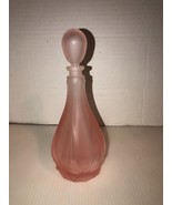 Pretty Vintage Frosted Pink Glass Perfume Bottle With Glass Stopper 7&quot; Tall - £14.90 GBP