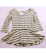 Charlotte Russe Striped Top Ruffle bottom Cute Ivory Black Size Medium 2138 - £12.30 GBP