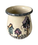 Home and Garden Party Canister Crock Stoneware Birdhouses Made In USA 6”... - $241.04 MXN