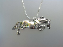 Jumping horse Sterling Silver slide necklace Equestrian Jewelry Zimmer d... - £89.17 GBP