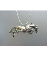 Jumping horse Sterling Silver slide necklace Equestrian Jewelry Zimmer d... - £89.64 GBP