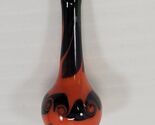 *B95) Blown Glass Decorative Art Teardrop Black and Orange Spinning Top - $49.49