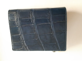 Crocodile Navy Blue Reptile Fastening Zipper Handmade Leather Alligator Wallet - £156.63 GBP