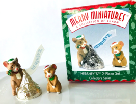 Hallmark Merry Miniatures Mice Hershey&#39;s Christmas Holiday Ornament 1998... - £12.80 GBP
