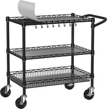 Heavy Duty Rolling Cart With Wheels, 3 Tier Commercial Grade Utility Car... - £113.53 GBP