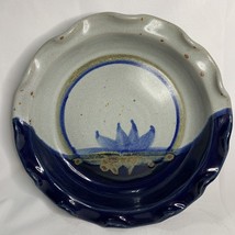 Studio Art Pottery Deep Dish Pie Plate Artist Signed Ayers 2001 Cobalt Blue - $28.06