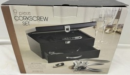 NIB 9 Piece Corkscrew Set in black wooden box w/storage drawer new - €17,07 EUR
