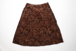 Vtg 70s Streetwear Womens 28 Faded Crushed Velvet Rainbow Flower Paisley Skirt - £54.47 GBP