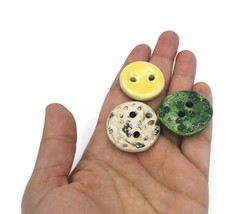 3Pc Large Handmade Ceramic Sewing Buttons Round 2 Hole Flat Back Coat Bu... - £14.63 GBP