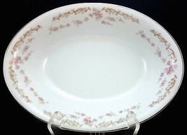 Halsey Rose Chintz Oval Vegetable Bowl 10.5&quot; Pink Gold Floral Sprays - £33.09 GBP