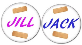JACK &amp; JILL set of 2 Couples HALLOWEEN Costume Cosplay prop Buttons pinback 3&quot; - £9.48 GBP