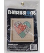 1989 Dimensions Needlepoint Kit Textured Heart  #7128  Vintage - $12.13