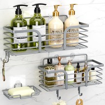 Shower Caddy 3 Pack, Adhesive Shower Shelf Organizer Rack, Rustproof Sta... - £29.90 GBP