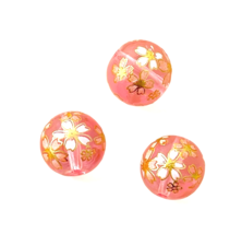 5 pcs Japanese Tensha Glass Beads Transparent Pink Cherry Sakura Blossoms 12mm - £3.94 GBP