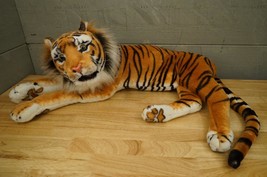 XL Wildlife Animal Sculpted Plush Toy Kellytoy Reclining Tiger 36&quot; Long - £51.43 GBP