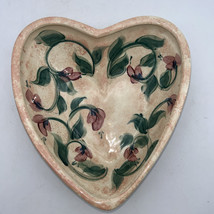 Vtg 1994 Gail Pittman Heart Shaped Pottery Bowl Cream Color Signed Dated - $39.95