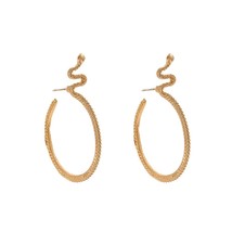 Yup Trendy Brand Snake Hoop Earrings Animal Gold Zinc Alloy Geometric Charm Earr - £7.07 GBP