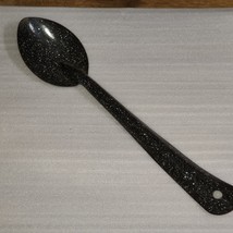 Vintage Graniteware Dark Blue / Black 12&quot; Serving Spoon White Specks - FREE SHIP - £12.77 GBP