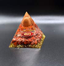 LARGE Orgonite 57mm Red Jasper Gemstone ROOT CHAKRA Energy Healing Pyramid - £17.99 GBP