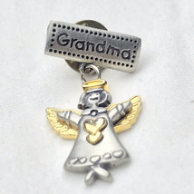 Grandma Angel Pin Brooch Pewter Gold Tone Heart Love Family - £7.95 GBP