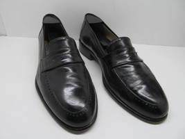 Bill Blass Mens Black Leather Half Strap Loafers Size 9.5 W Made In Italy - £29.15 GBP