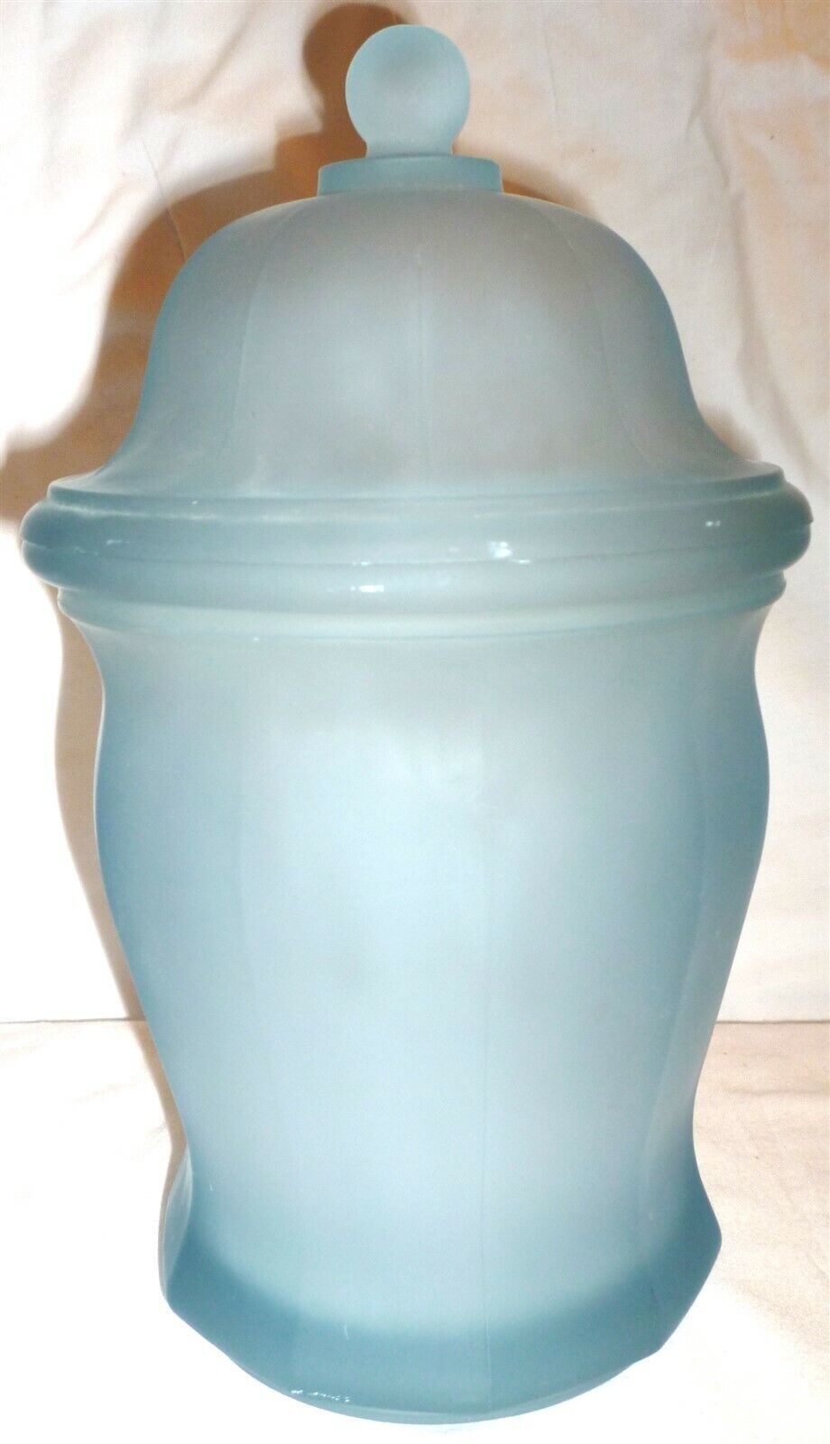 GORGEOUS INDIANA SKY BLUE SATIN GLASS CANISTER APOTHECARY COOKIE JAR - $50.00