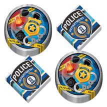 Police Party Supplies Paper Dinner Plates and Lunch Napkins (Serves 16) - £12.79 GBP+