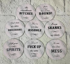 Ceramic Coasters Funny Rude Humorous Party set of 8 - £17.14 GBP