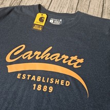 Carhartt Mens T-shirt Short Sleeve Navy Heather Gold Script Logo Size Large Tall - $22.99