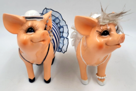 Pair of Pretty Piggy Banks Pigs Male Sailor Dressed Up Ceramic Female Hi... - $15.00